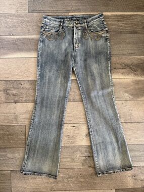 Azi Jeans Women's Light Wash Embellished Pocket Size 33